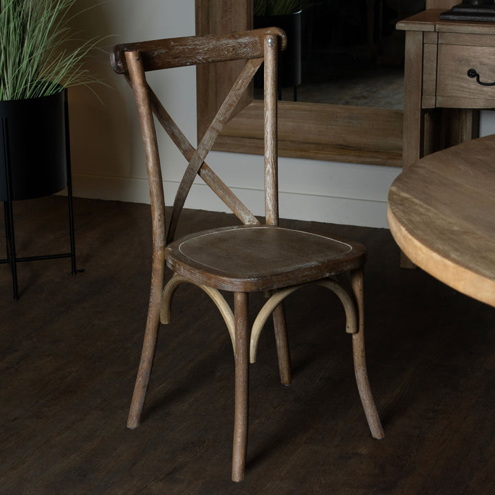 Pair Of Light Oak Cross Back Dining Chair
