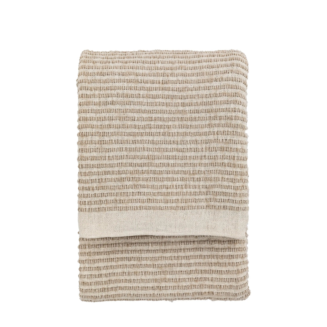 Natural Side Fringe Throw Cream