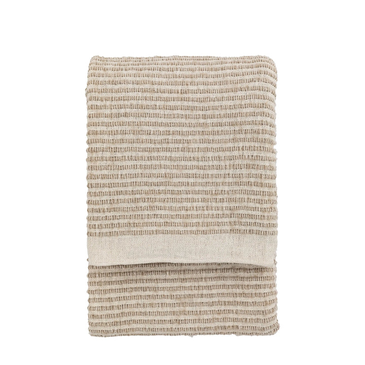 Natural Side Fringe Throw Cream