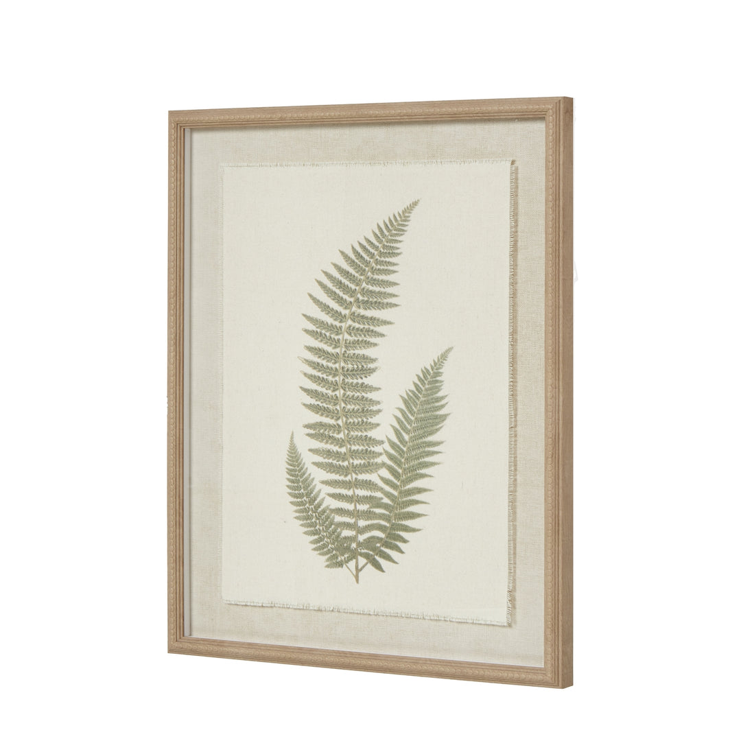 Fern Art On Texture-Torn Paper With Neutral Beaded Frame 50cm