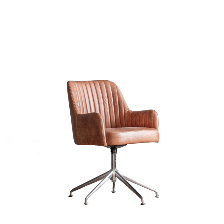 Vintage Leather Swivel Chair | Tan