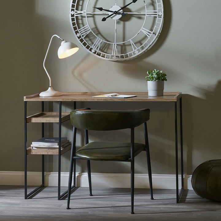 Gallery Natural Wood Veneer and Black Metal Desk