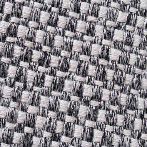 Indoor Outdoor Graphite and White Basket Weave Design Scatter Cushion