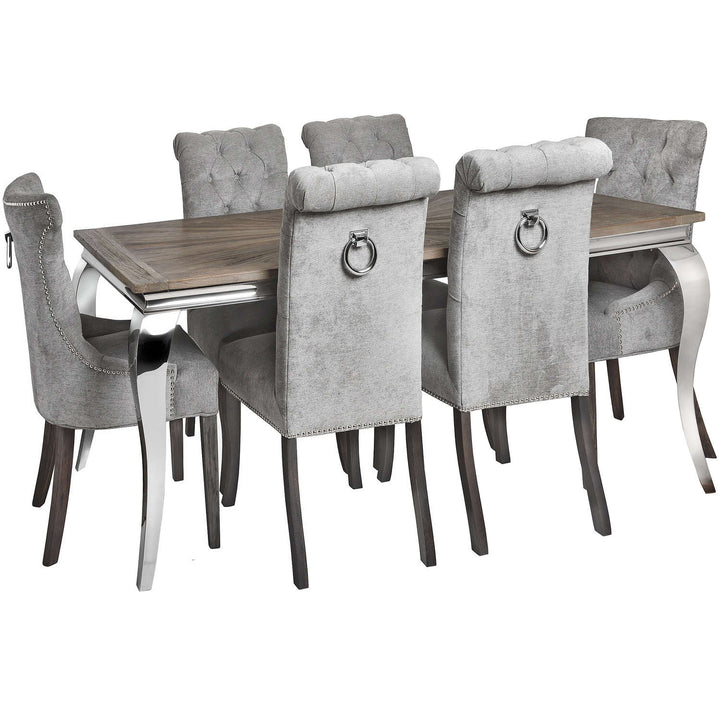 Silver High Wing Ring Backed Dining Chair x 2