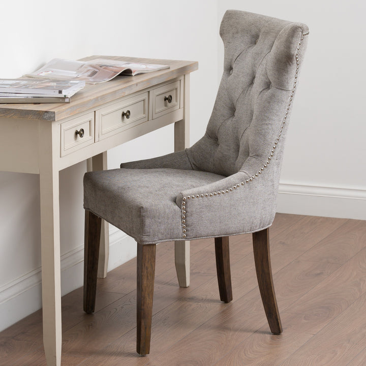 Silver High Wing Ring Backed Dining Chair x 2