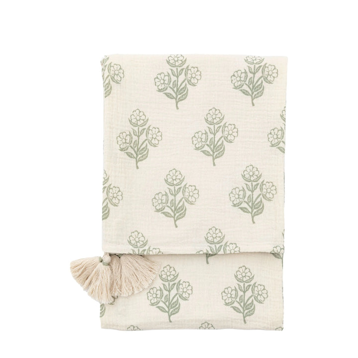 Botanical Cotton Throw Sage