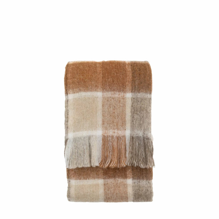 Check Mohair Throw Rust
