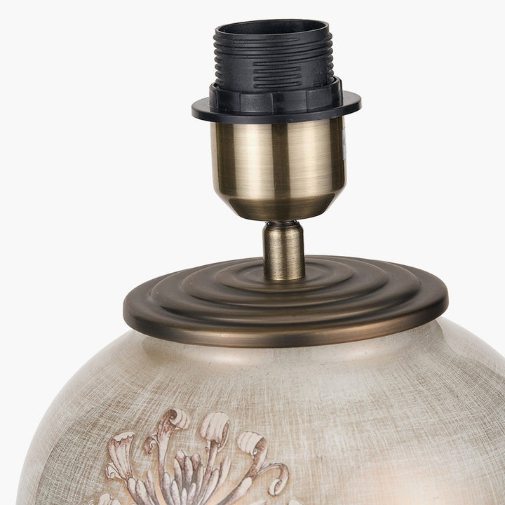 Honeysuckle Medium Glass Table Lamp Base with Bacall 30cm Almond Silk Knife Pleat Empire Lampshade