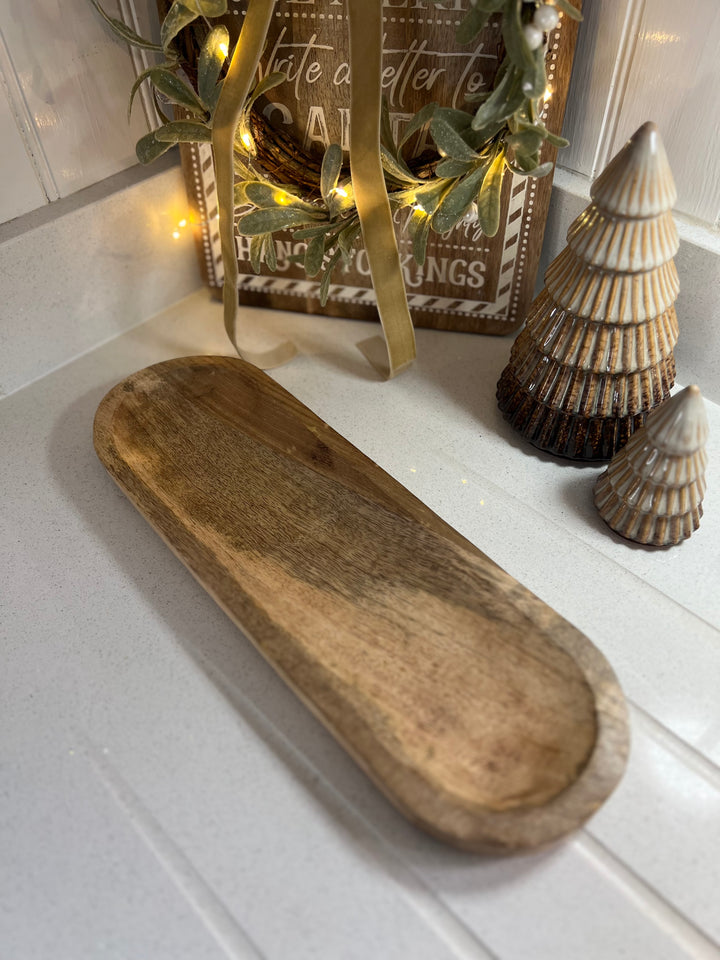 38cm Mango Wood Oblong Serving Tray