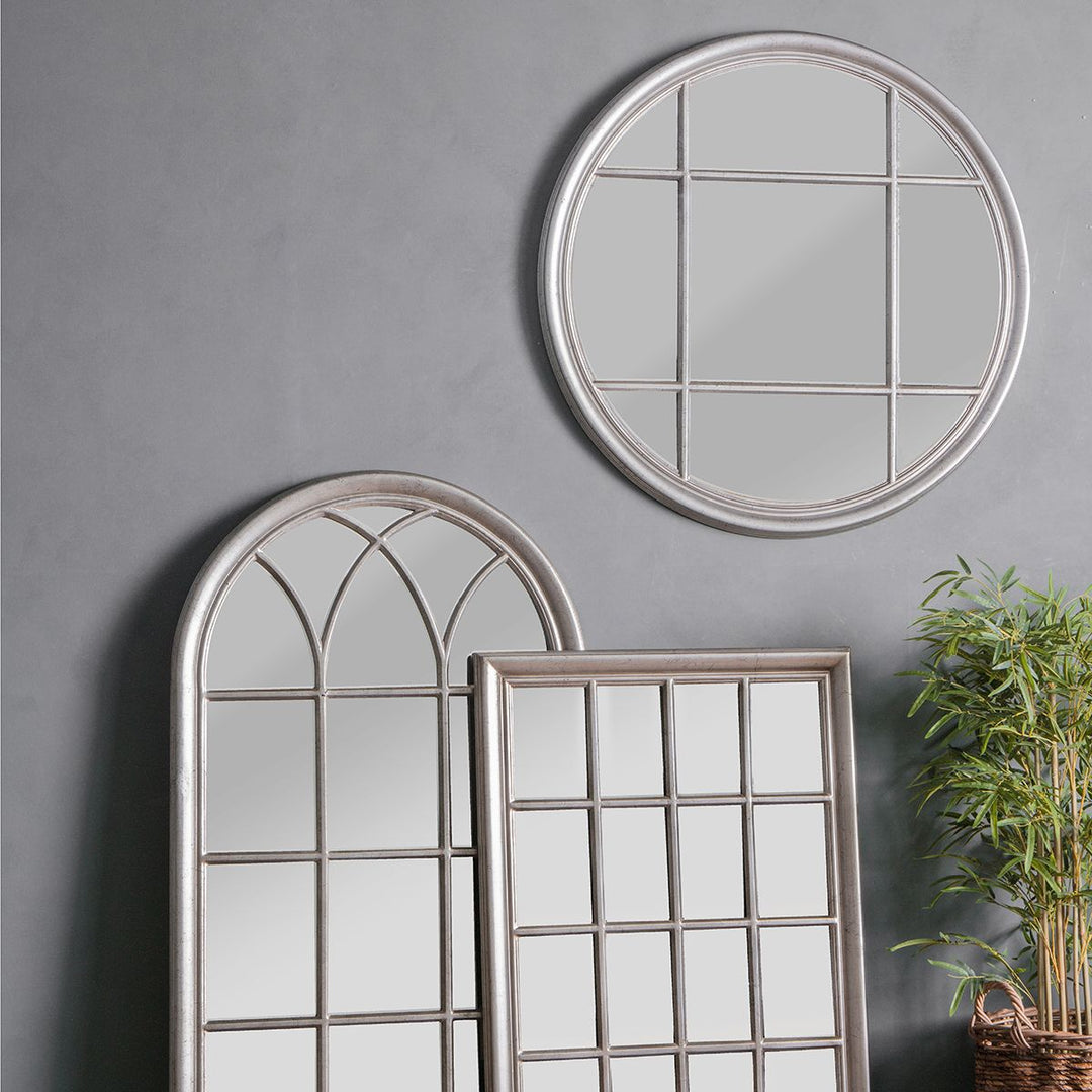 Silver Eccleston Window Style Round Mirror