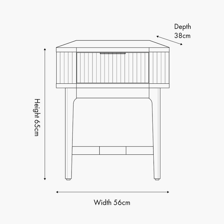 Raie Dark Brown Ribbed Oak and Pine Wood 1 Drawer Unit