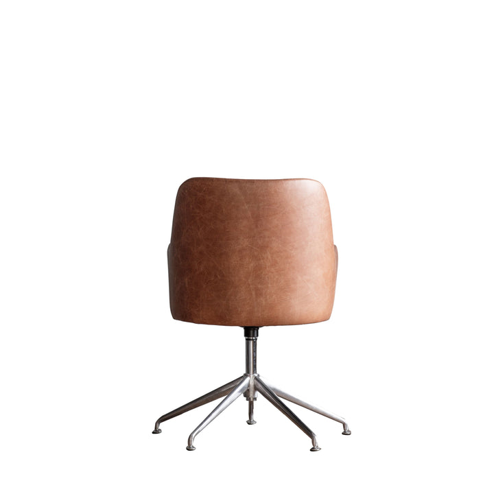 Vintage Leather Swivel Chair | Tan