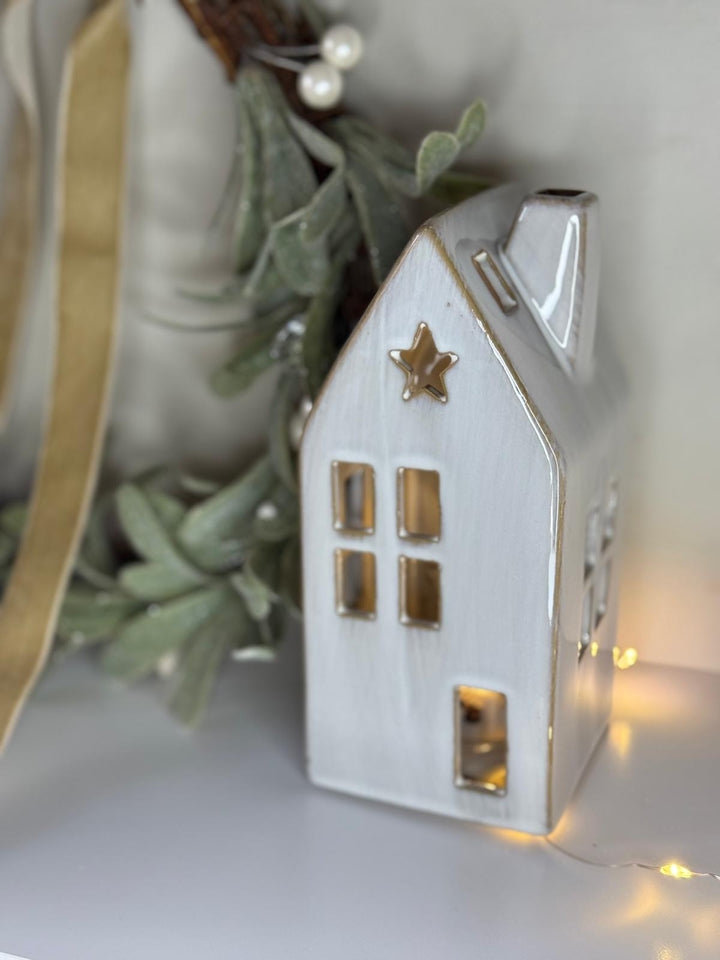 LED Star Ceramic House, 15cm