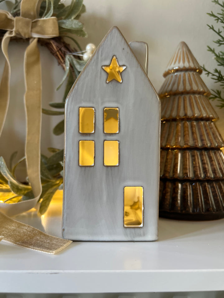 LED Star Ceramic House, 15cm