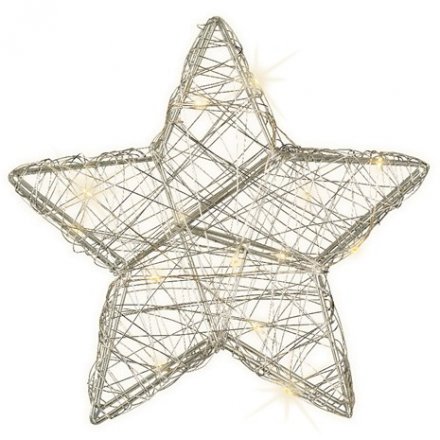 LED Silver Wire Star, 20cm