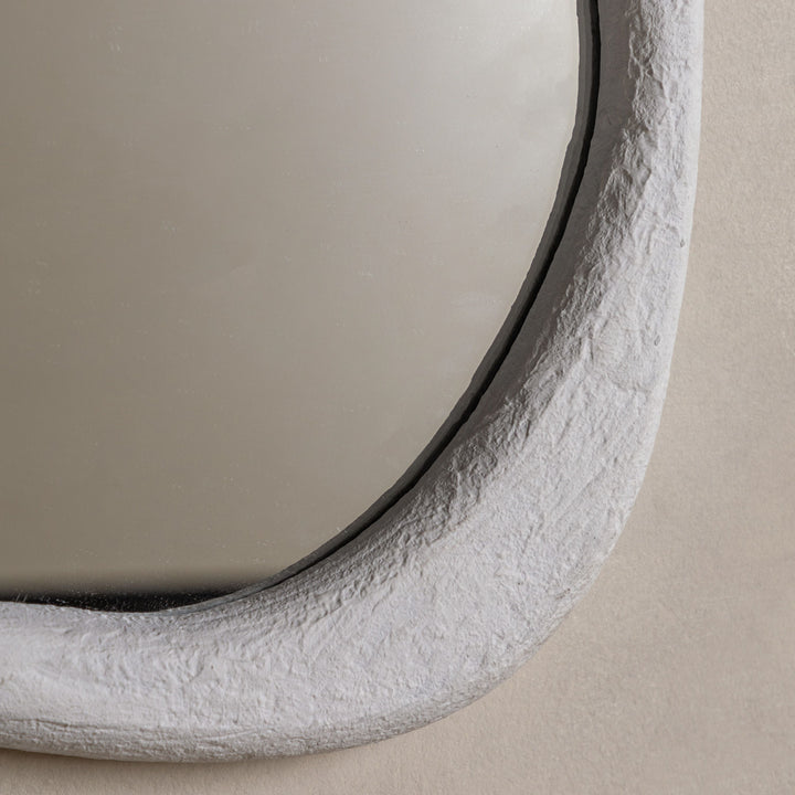 White Cement Effect Pebble Mirror