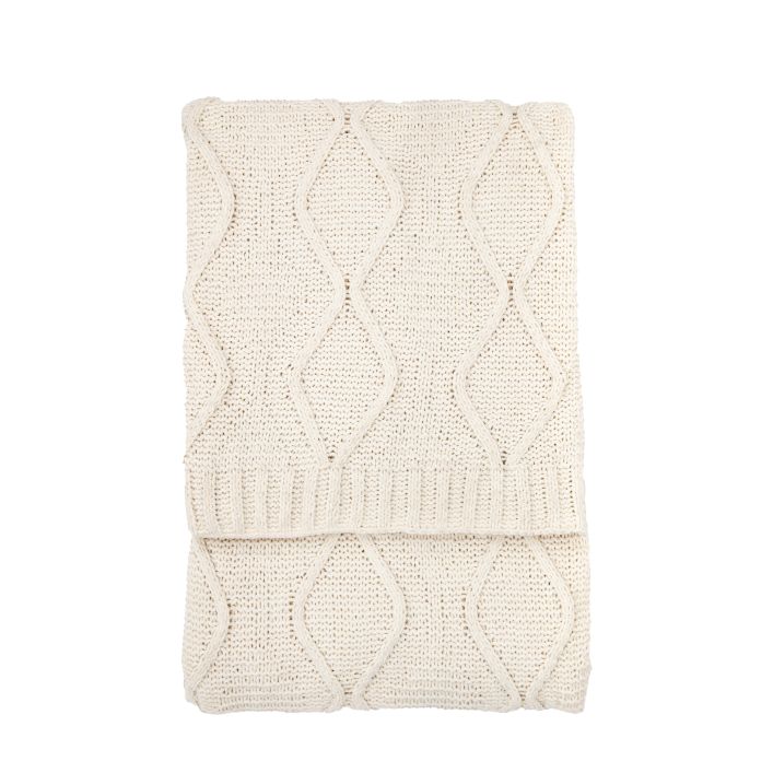 Chenille Cable Throw cream