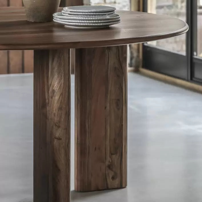 Borden Vintage Acacia Wood Round Dining Table