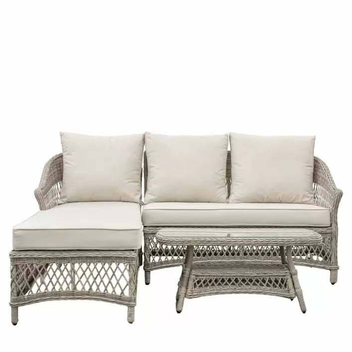 “Outdoor Rattan Lounge Sofa and Table Set”