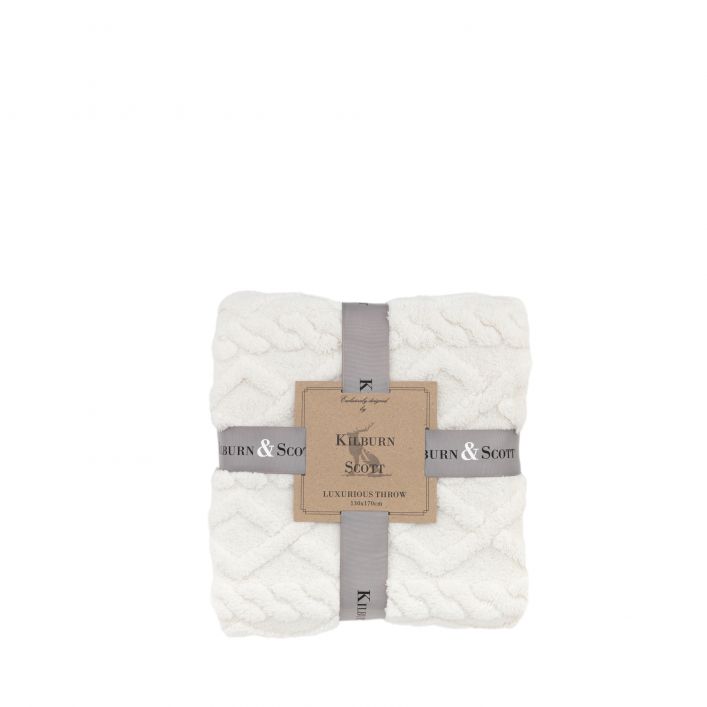Textures Cable Knit Cream Throw