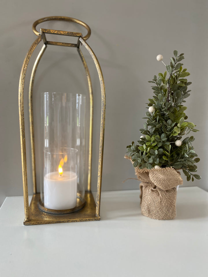 Tarnished Gold Iron Lantern, 37cm
