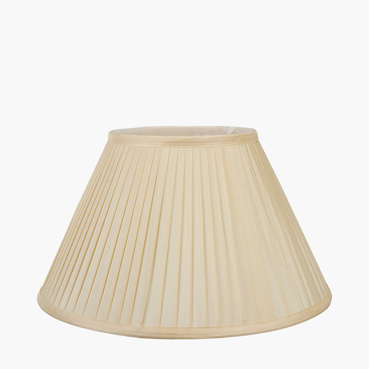 Honeysuckle Medium Glass Table Lamp Base with Bacall 30cm Almond Silk Knife Pleat Empire Lampshade