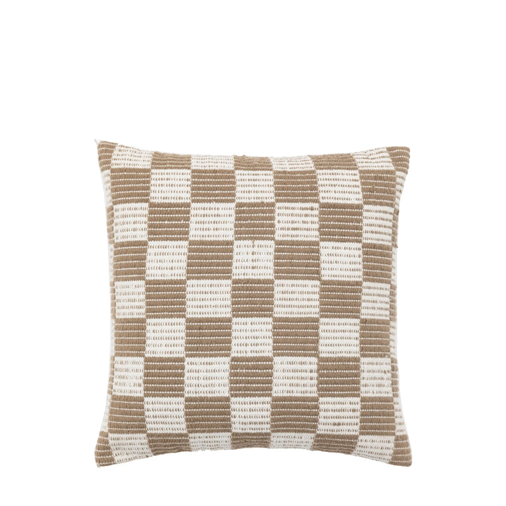 Winster Check Woven Cushion Taupe