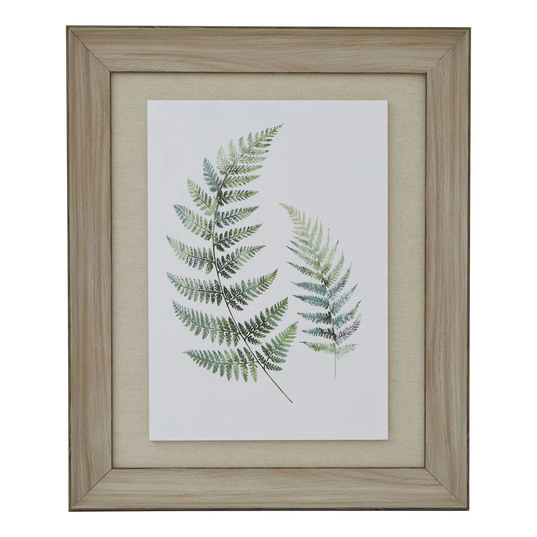 *Pre-order Watercolour Fern Duo In Washed Wood Frame