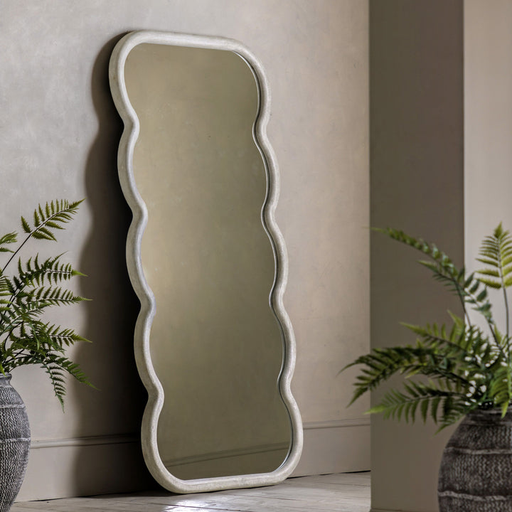 Large White Curved Leaner Mirror