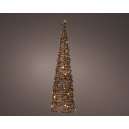 Indoor Micro LED Rattan Cone Christmas Tree - 60cm