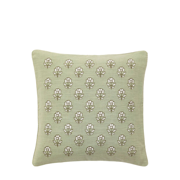 Ilkley Embroider Floral Cushion Sage