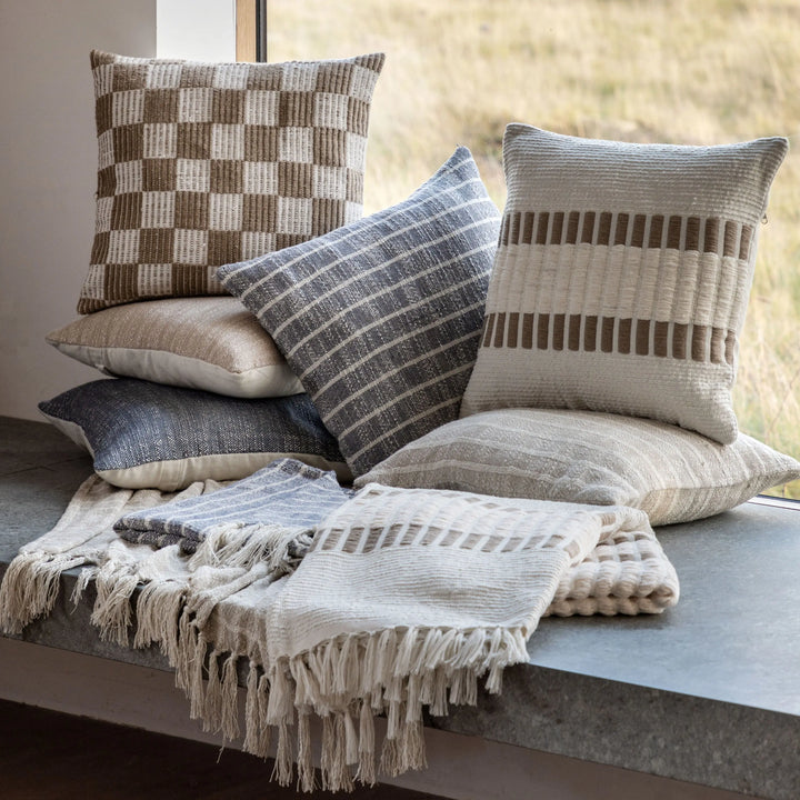 Winster Check Woven Cushion Taupe