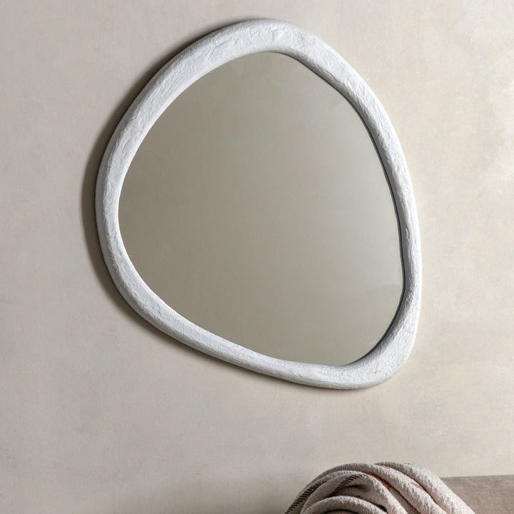 White Cement Effect Pebble Mirror