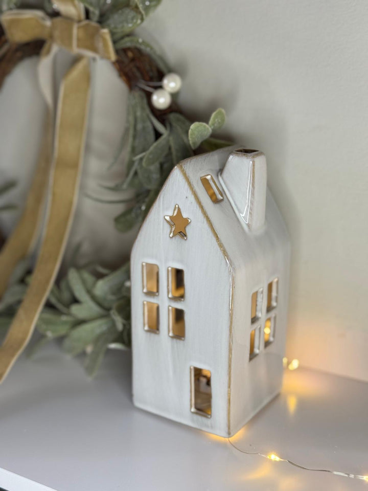 LED Star Ceramic House, 15cm