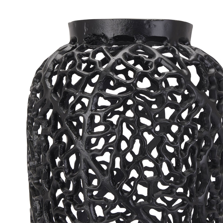 Tall Black Cast Lattice Large Vase 90cm