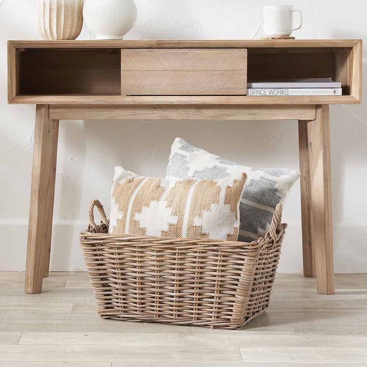 Neutral Kubu Rectangular Handled Laundry Basket