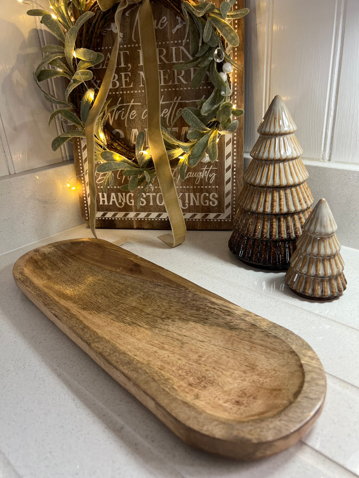 38cm Mango Wood Oblong Serving Tray