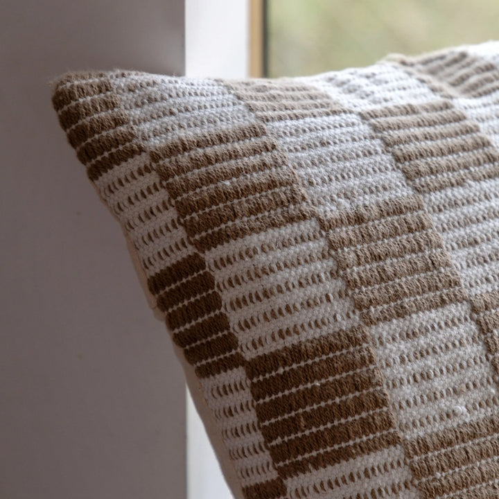 Winster Check Woven Cushion Taupe