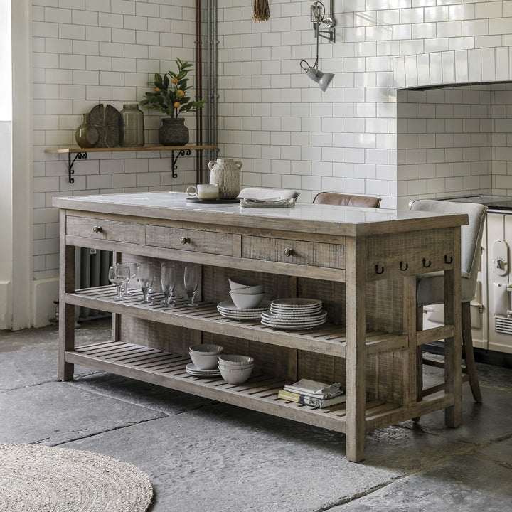 Saint Lucia Marble Kitchen Island