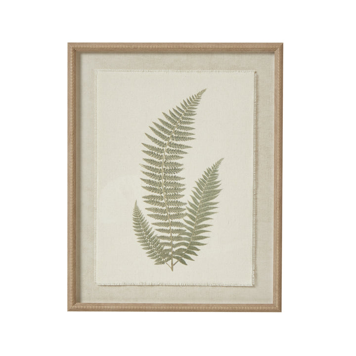 Fern Art On Texture-Torn Paper With Neutral Beaded Frame 50cm
