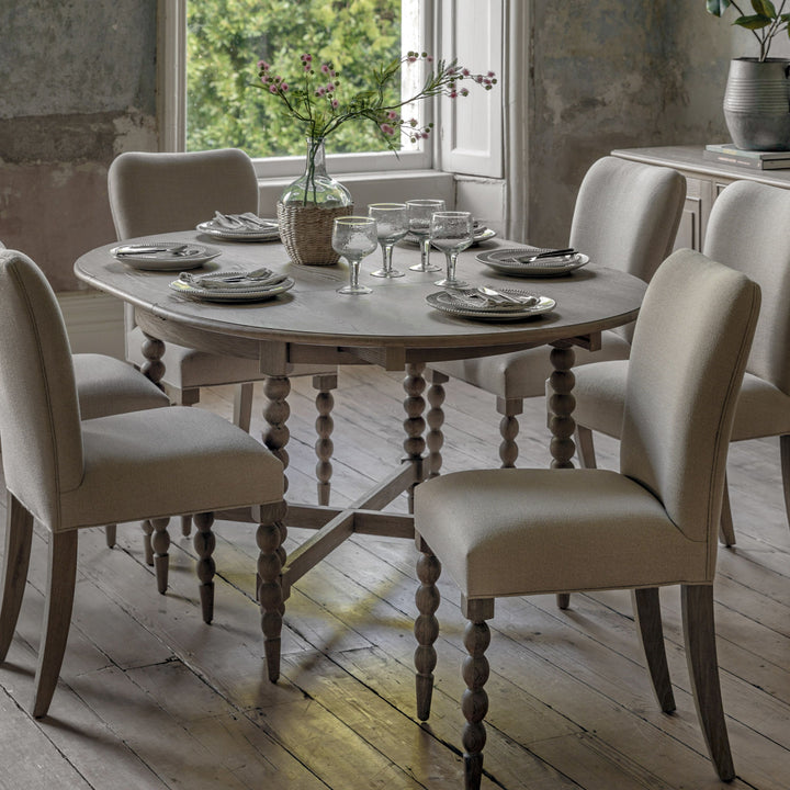 Artisan Oak Bobbin Round Extending Dining Table | 6 Seater