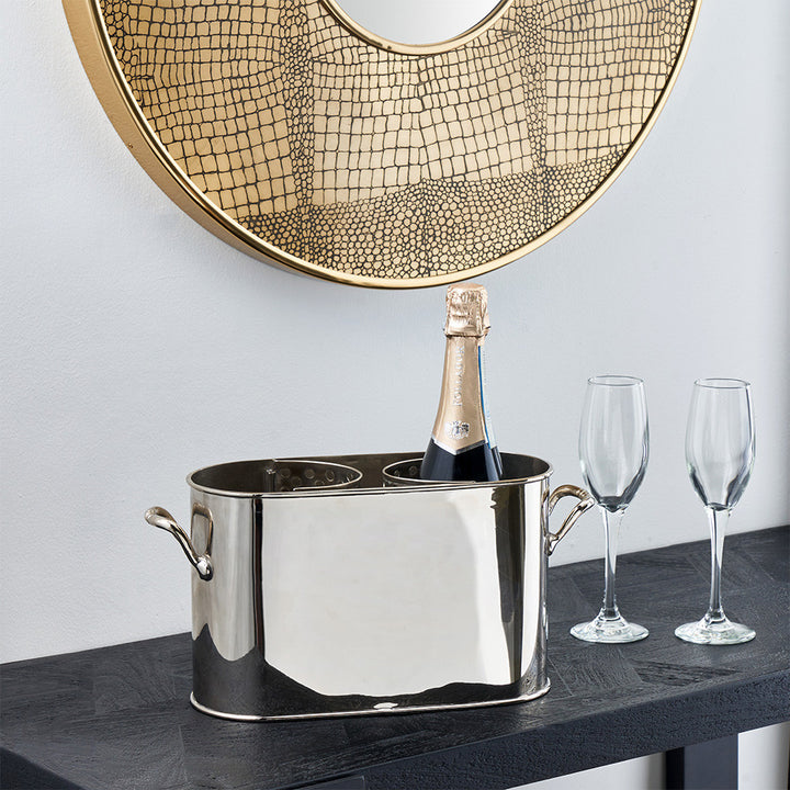 Silver Metal 2 Bottle Wine Holder