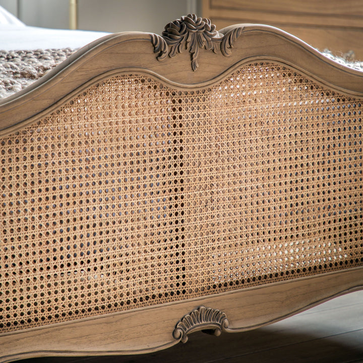 French Chic King Cane Bed Weathered