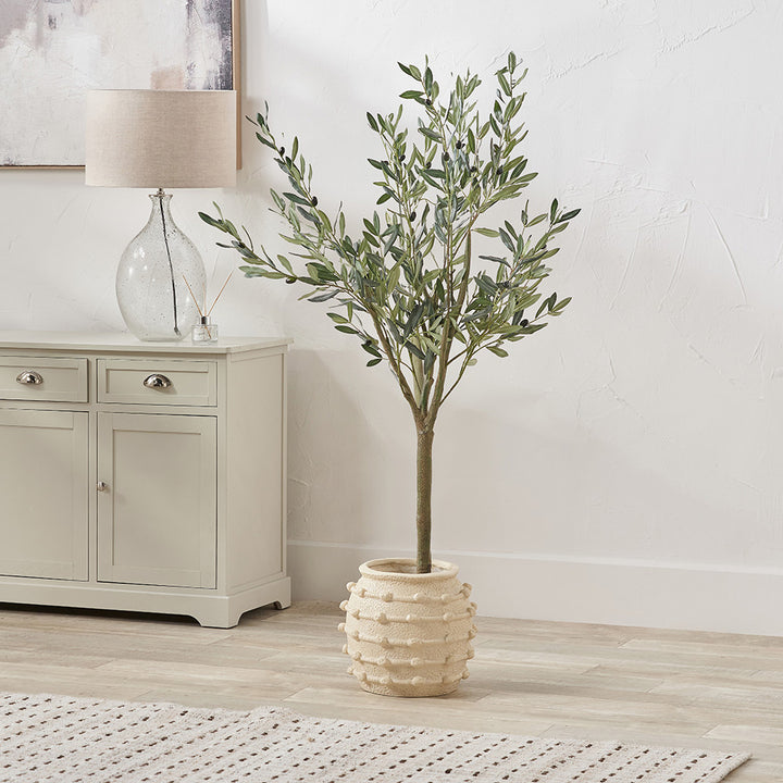 Cream Bobble Fibrestone Decorative Planter