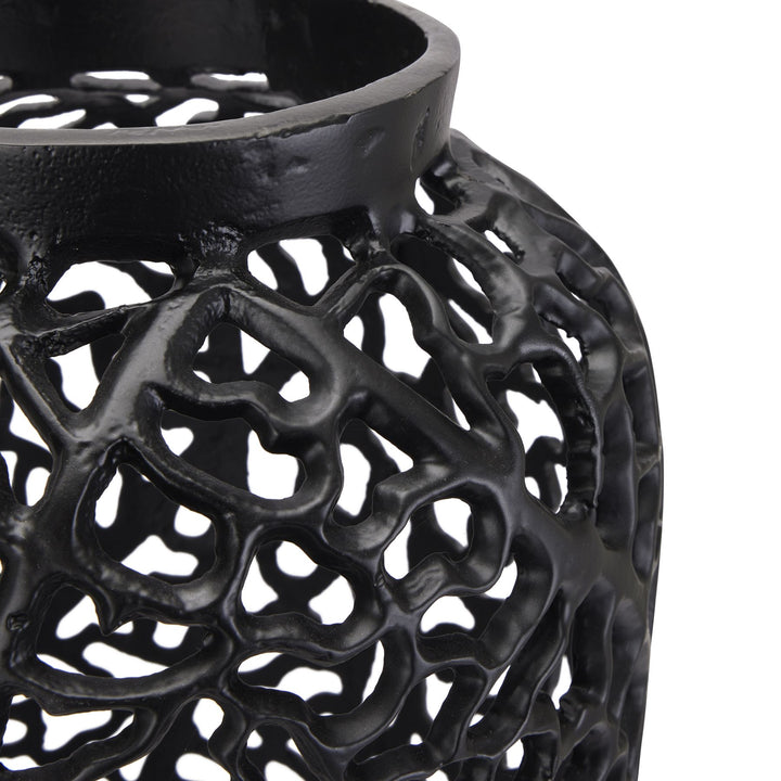 Tall Black Cast Lattice Large Vase 90cm