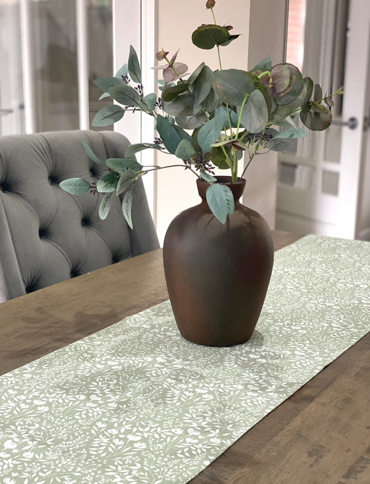 Sage Floral Table Runner 180cm