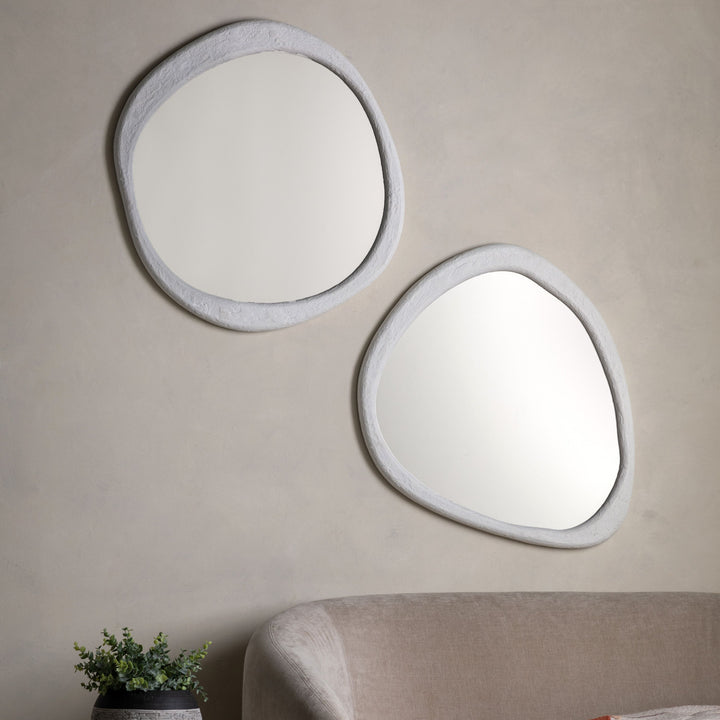 White Cement Effect Pebble Mirror