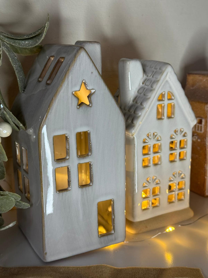 LED Star Ceramic House, 15cm