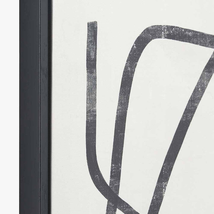 Set of 2 Black Squiggle Print Canvases with Black Frames