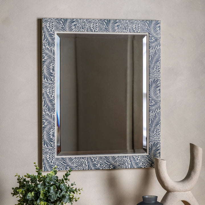 Elegant Navy Leaf Mirror